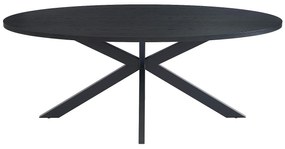 Stół 8-osobowy, okleina dębowa i metal – Czarny – LINIOMA