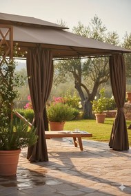 Altana ogrodowa z zasłonami taupe C8-B74