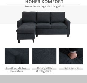HOMCOM Sofa Narożna Wielofunkcyjna Ciemnoszara 197x139x91 cm Przestronny i Wygodny Narożnik | Aosom PL
