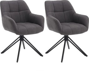 Krzesła do jadalni zestaw 2 szt. - materiał i metal - szary - LONDO