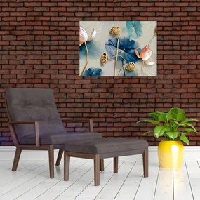 Obraz na szkle z kwiatami (70x50 cm)