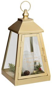 Metalowy lampion ze świeczką LED, 32 x 17 cm