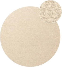 Beżowy wełniany okrągły dywan tkany ręcznie ø 200 cm Puristic Knots – Elle Decoration