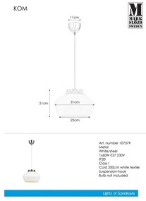 Biała lampa wisząca Markslöjd Kom