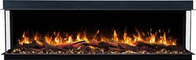 Trójstronny kominek elektryczny SOLIS 180 - ogień premium, do zabudowy - 180x30x46 cm - kominek LED z grzaniem 750/1500W