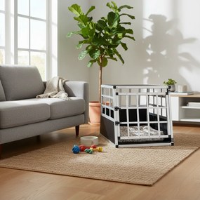Transporter dla psa BRUNO, 70x54x51cm, srebrna/czarna Cadoca