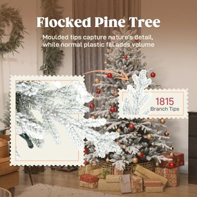 HOMCOM Sztuczna choinka 180 cm z efektem śniegu, 1815 gałązek, ze składanym metalowym stojakiem | Aosom PL