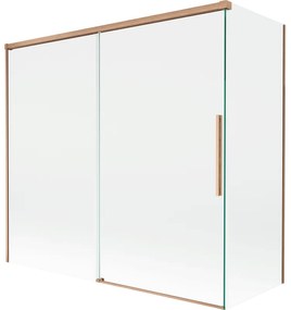 Mexen Rox parawan nawannowy 2-skrzydłowy rozsuwany 170 + 80 x 150 cm, transparent, miedż szczotkowana - 8C9-170-080-65-00