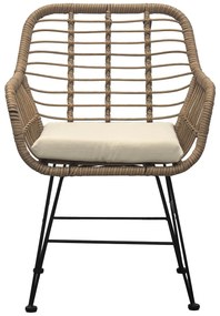 Autronic Zestaw ogrodowy 1+2, metal, polirattan,naturalny, AZ-F1208 NAT