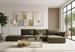 Narożnik prawy Cookie z pufą 364x171 cm Manila 34 zielony