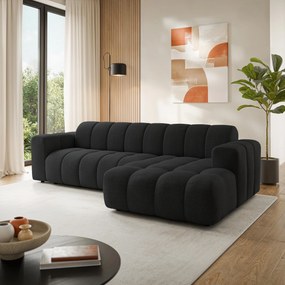 Masseno Narożnik SETIA Prawostronny L-Kształtny, Nowoczesna Sofa narożna, Tkanina Strukturalna - Czarny, ARAGON 99