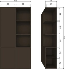 Ciemnobrązowa szafka modułowa z litego drewna sosnowego 108x215 cm Meggy – WOOOD