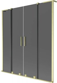 Mexen Velar L Duo parawan nawannowy 2-skrzydłowy rozsuwany 160 x 150 cm, grafit, złoty szczotkowany - 896-160-003-42-55