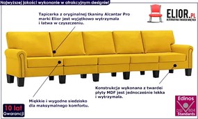 5-osobowa żółta sofa dekoracyjna - Dionas 5X