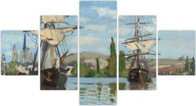 Obraz - Claude Monet, Ships Riding on the Seine at Rouen, reprodukcje (125x70 cm)
