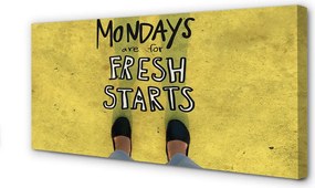 Obraz drukowany na płótnie Napis na Żółtym Tle