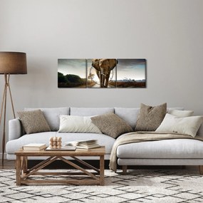 Obraz słonia (z zegarem) (90x30 cm)