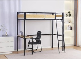 Łóżko piętrowe "Ethan" z biurkiem – 90 x 190 cm – czarne