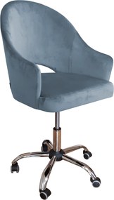 Fotel obrotowy VELVET tkanina Welur krzesło biurowe : Kolor Stelaża - Chrom, Kolor tkaniny - VELVET - BL06, Typ siedziska - Siedzisko obrotowe 360°, Typ tkaniny - Velvet