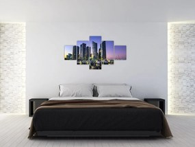 Obraz jachtów i drapaczy chmur (125x70 cm)