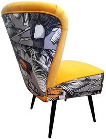 Fotel PRL tkanina Welur nogi metalowe