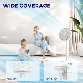 HOMCOM Wentylator, Klimatyzacja, 3 Tryby, Wyświetlacz LED, Oszylujący, Plastik, Biały