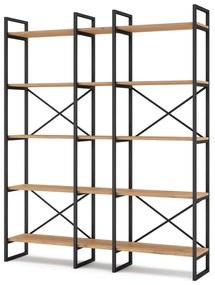 Czarno-naturalny regał w dekorze dębu 144x175 cm Dusan – Marckeric