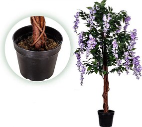 PLANTASIA Wisteria sztuczna 120 cm, kwiaty niebiesko-fioleto