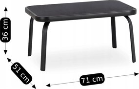 Zestaw Mebli Ogrodowych MINNESOTA Czarny Ławka Krzesła Stolik Tarasowy Siatka Nowoczesny