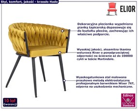Musztardowe nowoczesne krzesło z podłokietnikami - Tryton
