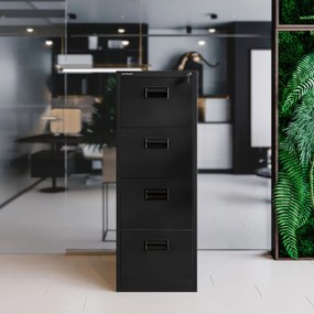 Metalowa szafa kartotekowa SARA V4, 460 x 1320 x 620 mm, czarna