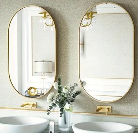 Lustro Elipsa 100x50cm złote GX06 ścienne owalne łazienkowe do salonu sypialni loftowe Industrialne minimalistyczne