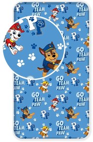 Niebieskie bawełniane prześcieradło dziecięce z gumką 90x200 cm Paw Patrol – Jerry Fabrics