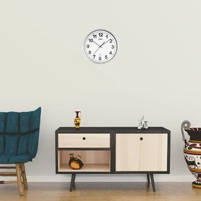 Metalowy zegar srebrny PRIM Radio Control ∅ 303 × 45 mm