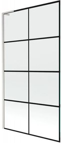 Mexen Next L parawan nawannowy 1-skrzydłowy 100 x 150 cm, czarna kratka, nikiel szczotkowany - 895-100-000-03-77-97