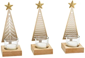 Świąteczny świecznik metalowy CHRISTMAS TREE 18 cm złoty