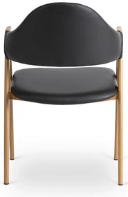 Krzesło Tapicerowane do Salonu WILLY Czarne Ekoskóra Nowoczesne Loft