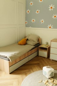Łóżko młodzieżowe DALIA 90x200 buk/szare LITTLE SKY