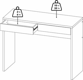 Biurko z 2 szufladami Function Plus 100 cm jackson hickory