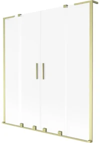 Mexen Velar L Duo parawan nawannowy 2-skrzydłowy rozsuwany 150 x 150 cm, szron, złoty szczotkowany - 896-150-003-32-55
