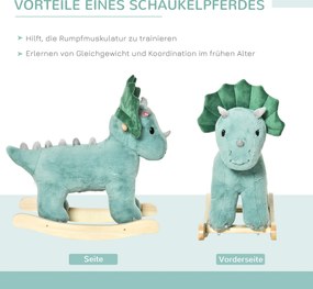 HOMCOM Koń na biegunach pluszowy zwierzak na biegunach huśtawka dla dzieci zabawka dzieci ciemnozielony