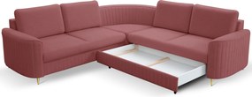 Masseno Narożnik VELA z funkcją spania i pojemnikiem na pościel Narozniki L, Rozkładana sofa - Bordowy, CASTEL 59