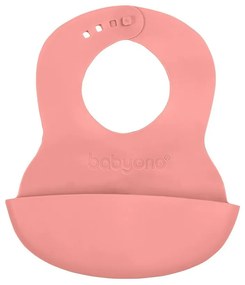Baby Ono Regulowany plastikowy śliniak z kieszonką, różowy