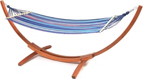 Drewniany hamak "Dallas" z tkaniny bawełnianej - 3 m - Kolorystyka: niebieska