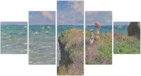 Obraz - Claude Monet, Cliff Walk at Pourville, reprodukcje (125x70 cm)