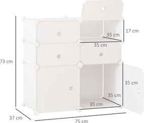 HOMCOM Szafka na Buty z Pudełkami Biała 75x37x73cm Regał na Ubrania Przechowywanie | Aosom PL