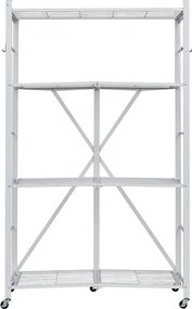 Półka Składana SucceBuy 4-Poziomowy Regał Składany, 91 x 53 x 152 cm, Solidna Metalowa Rama, Udźwig Statyczny 340 kg i Udźwig Dynamiczny 90,7 kg, Idealny do Garażu