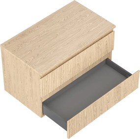 Mexen Rivel szafka łazienkowa podumywalkowa 80 cm z blatem, 2 szuflady, ryflowana , dąb - 91A20-08047-2-BFFC81