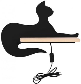 Czarny w kształcie kinkiet dziecięcy kota C5-L36