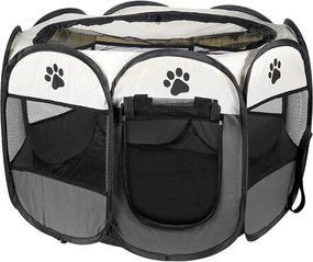 Składany kojec dla psa i kota Valora w kolorze szarym z siatkowymi ściankami